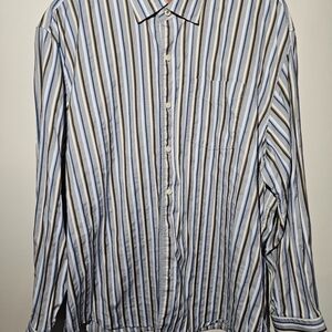 Tommy Bahama Blue and White Casual Button Down Shirt